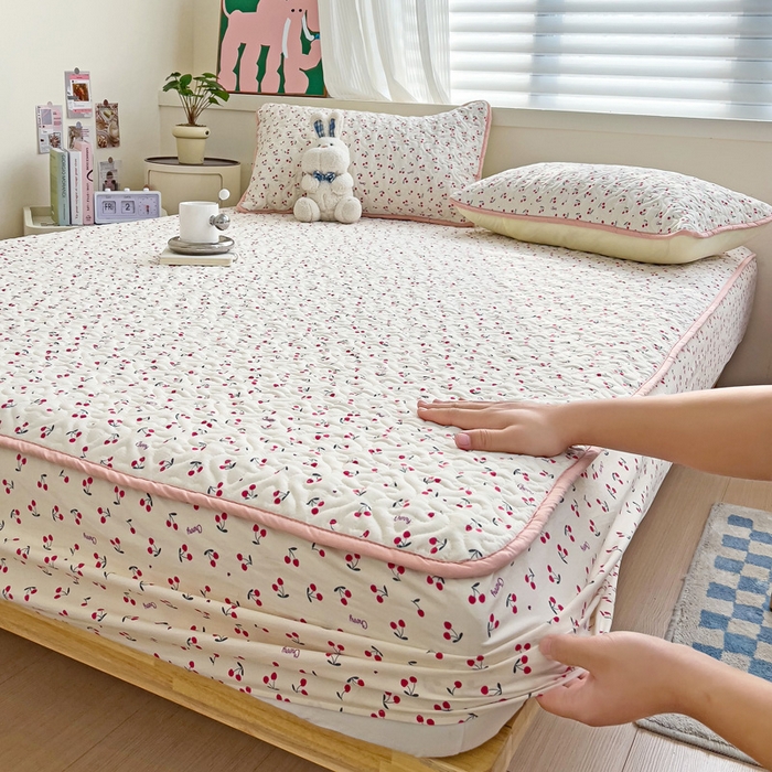 91家纺网 家纺一手货源 找家纺 纽缦家纺 水洗双层纱加厚加棉床笠-床垫保护套 遇见-米