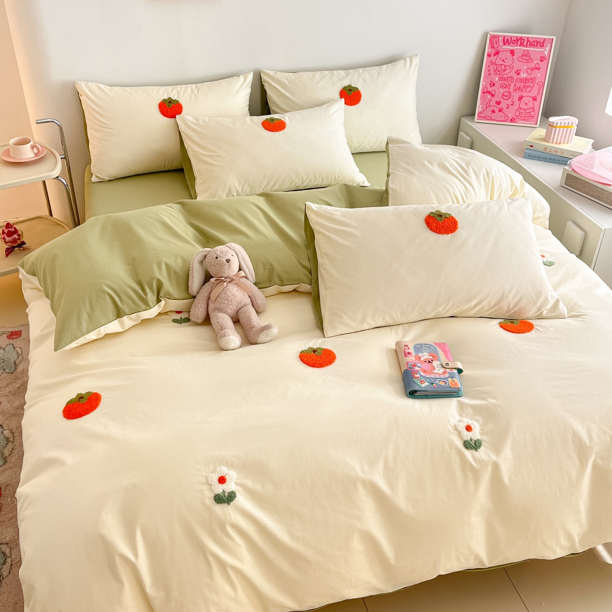 91家纺网 家纺一手货源 找家纺 琪格格2024新款纯棉毛巾绣四件套 心想事成