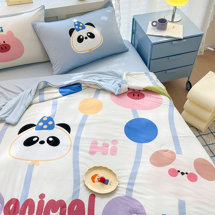 91家纺网 家纺一手货源 找家纺 星期八 2024新款针织棉夏被四件套 小鳄鱼