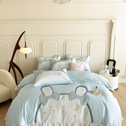 91家纺网 家纺一手货源 找家纺 （总）馨蕊家居 2024新款100支全棉四件套-彩虹兔