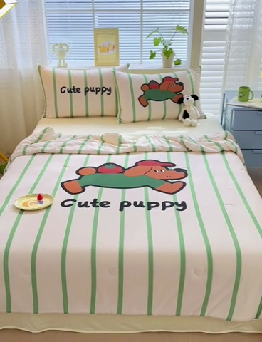 91家纺网 家纺一手货源 找家纺 （总）星期八 2024新款针织棉夏被四件套