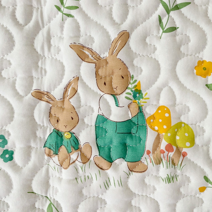 91家纺网 家纺一手货源 找家纺 纽缦家纺  水洗双层纱加厚加棉床垫 小兔堡