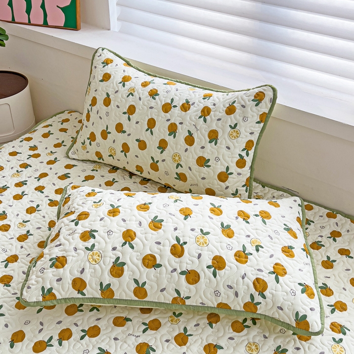 91家纺网 家纺一手货源 找家纺 纽缦家纺 水洗双层纱加厚加棉床笠-床垫保护套 小橘子