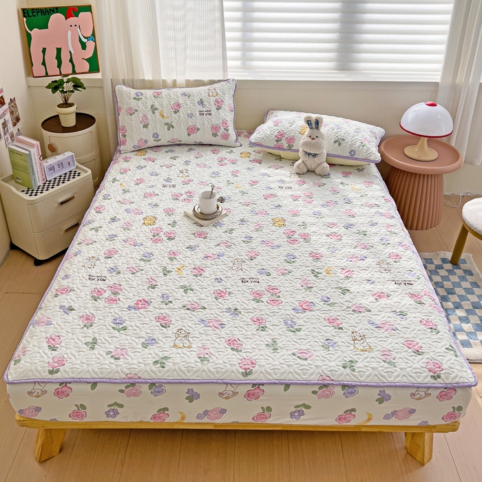 91家纺网 家纺一手货源 找家纺 纽缦家纺 水洗双层纱加厚加棉床笠-床垫保护套 半眠日记