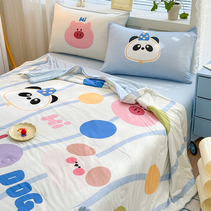 91家纺网 家纺一手货源 找家纺 星期八 2024新款针织棉夏被四件套 小鳄鱼