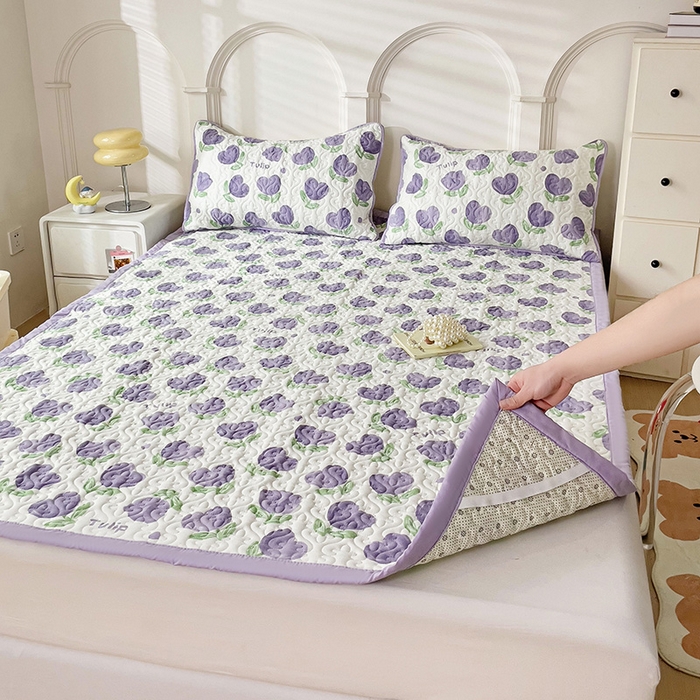 91家纺网 家纺一手货源 找家纺 纽缦家纺  水洗双层纱加厚加棉床垫 南岛小镇