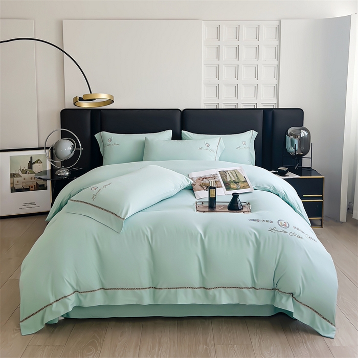 91家纺网 家纺一手货源 找家纺 金麦2024新款舒适A类冰冰棉四件套 香浅绿