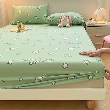 91家纺网 家纺一手货源 找家纺 曼陀罗 2025新款水洗棉单层床笠 太空漫步