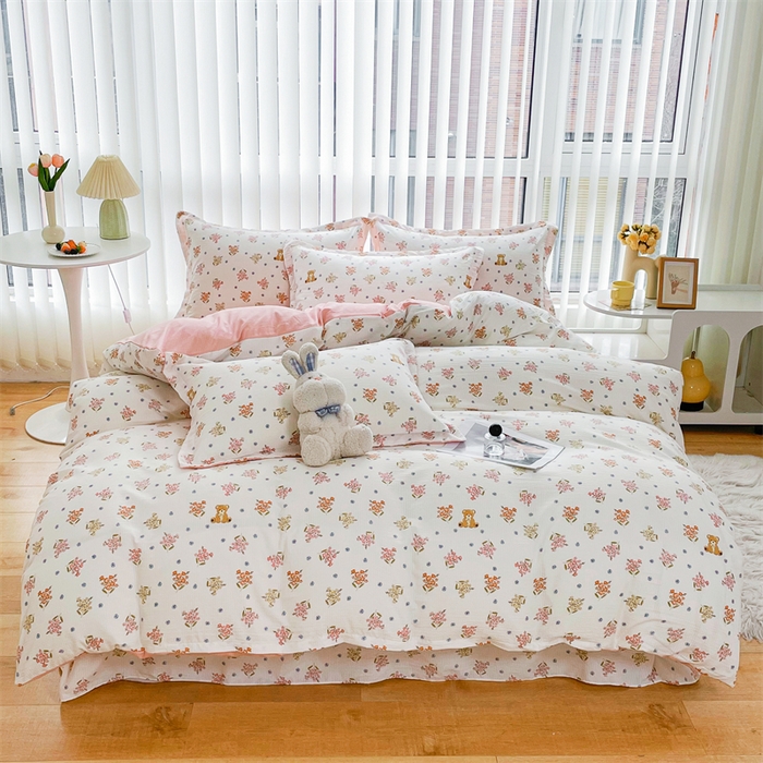 91家纺网 家纺一手货源 找家纺 可思家纺 2024新款直播爆款泡泡棉四件套现货供应 秘境乐园