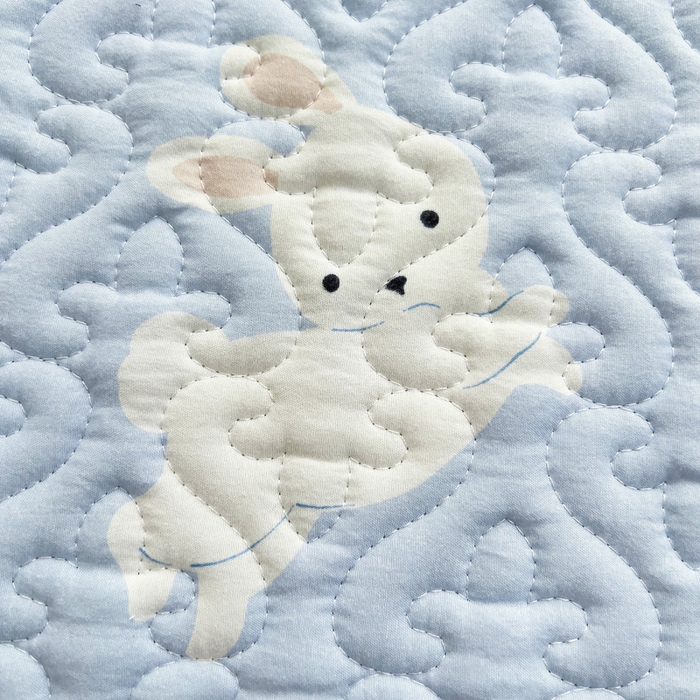 91家纺网 家纺一手货源 找家纺 纽缦家纺 水洗双层纱加厚加棉床笠-床垫保护套 嗨皮兔