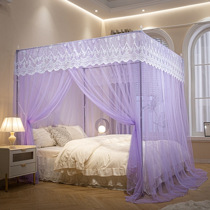 91家纺网 家纺一手货源 找家纺 初心2025新款宫廷蚊帐-凤羽 盈盈紫