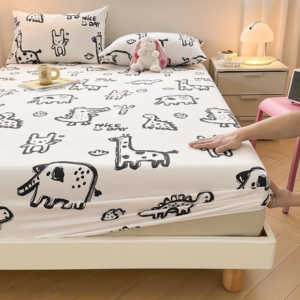 91家纺网 家纺一手货源 找家纺 曼陀罗 2025新款水洗棉单层床笠 涂鸦乐园