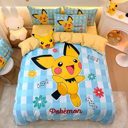 91家纺网 家纺一手货源 找家纺 （总）卧趣 2024新款宝可梦正版授权全棉印花四件套