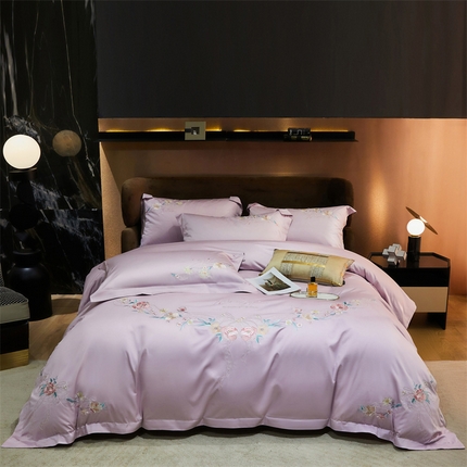 91家纺网 家纺一手货源 找家纺 （总）红番天 2025新款全棉提花长绒棉全棉刺绣四件套 伊丽莎白系列