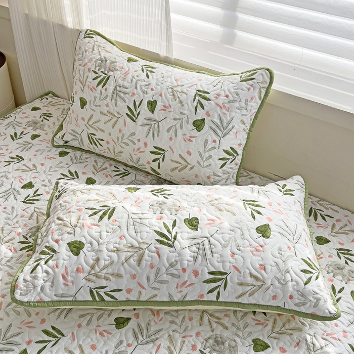 91家纺网 家纺一手货源 找家纺 纽缦家纺 水洗双层纱加厚加棉床笠-床垫保护套 香草薄荷