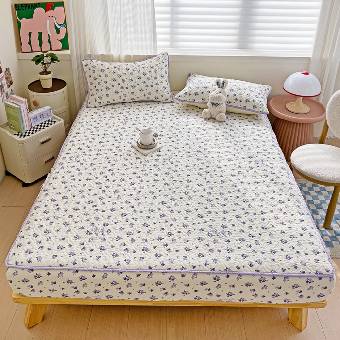 91家纺网 家纺一手货源 找家纺 纽缦家纺 水洗双层纱加厚加棉床笠-床垫保护套 撞进晚风