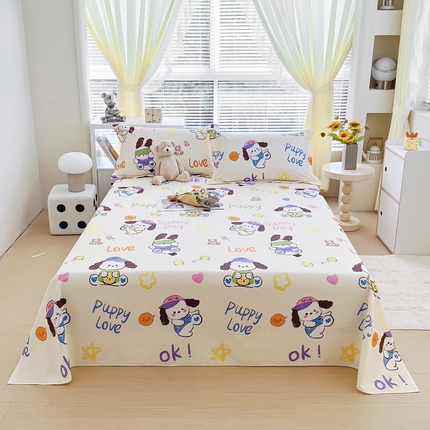锦罗绣 2024新款13372全棉印花单品床单 快乐狗