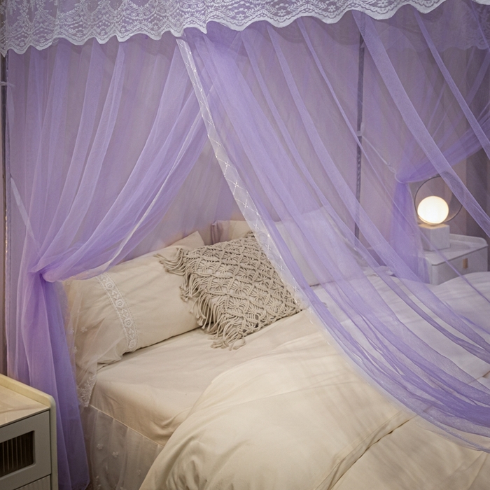 91家纺网 家纺一手货源 找家纺 初心2025新款宫廷蚊帐-凤羽 盈盈紫
