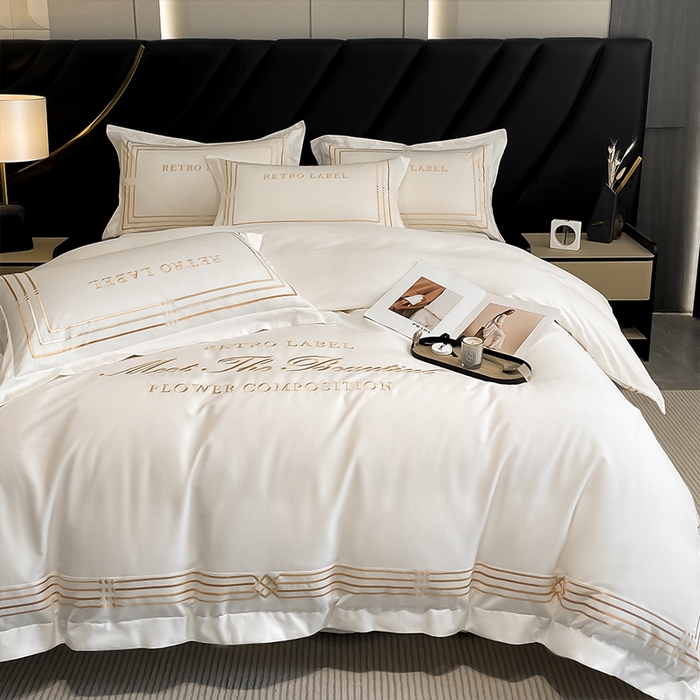 91家纺网 家纺一手货源 找家纺 理想家家纺 2024新款纯棉13372全棉刺绣四件套 简爱-白