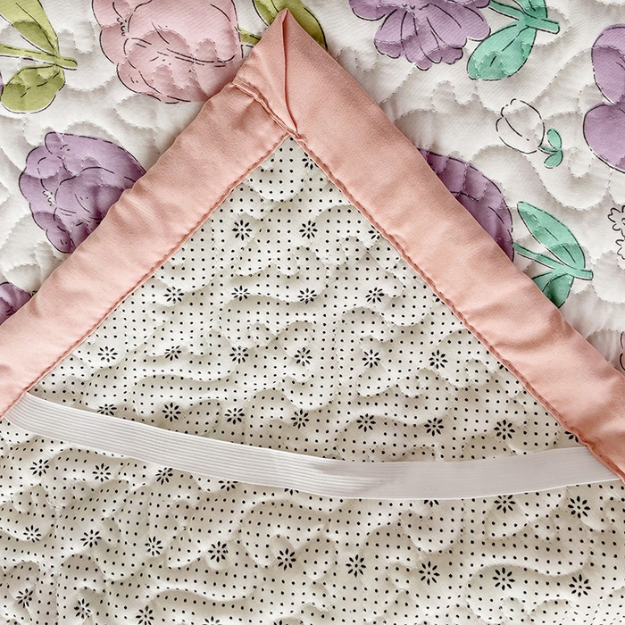 91家纺网 家纺一手货源 找家纺 纽缦家纺  水洗双层纱加厚加棉床垫 素颜捧花