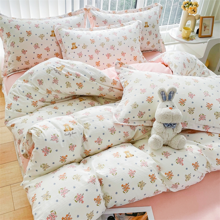 91家纺网 家纺一手货源 找家纺 可思家纺 2024新款直播爆款泡泡棉四件套现货供应 秘境乐园