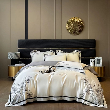 91家纺网 家纺一手货源 找家纺 玖玖爱2024新品180支新疆长绒棉爱尔兰系列四件套 富士白