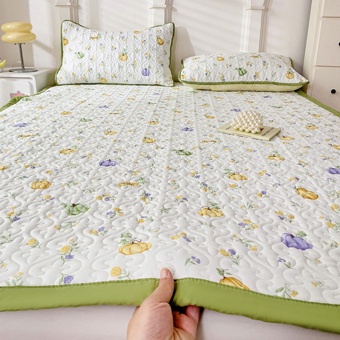 91家纺网 家纺一手货源 找家纺 纽缦家纺  水洗双层纱加厚加棉床垫 小南瓜