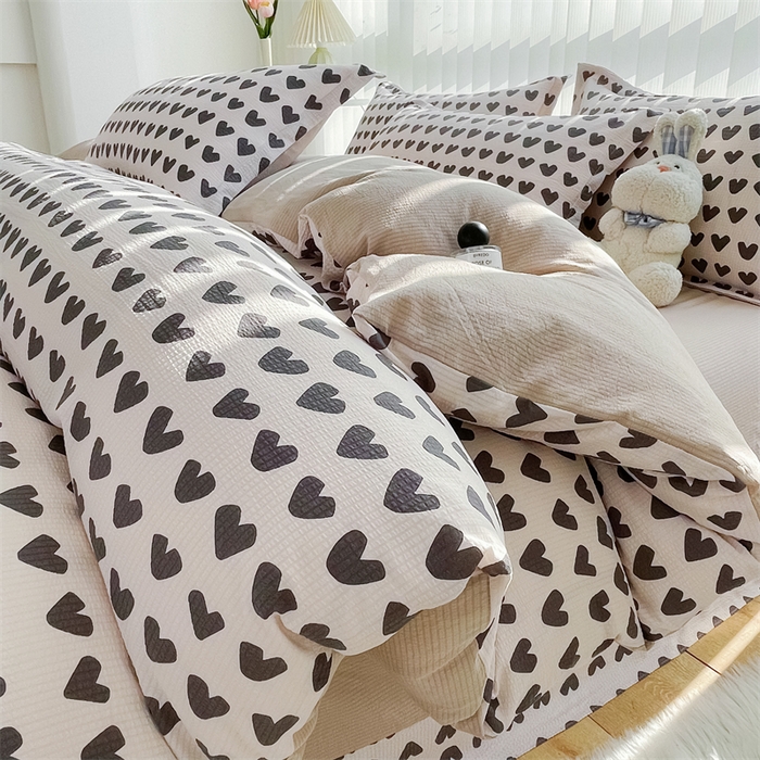 91家纺网 家纺一手货源 找家纺 可思家纺 2024新款直播爆款泡泡棉四件套现货供应 心动-灰