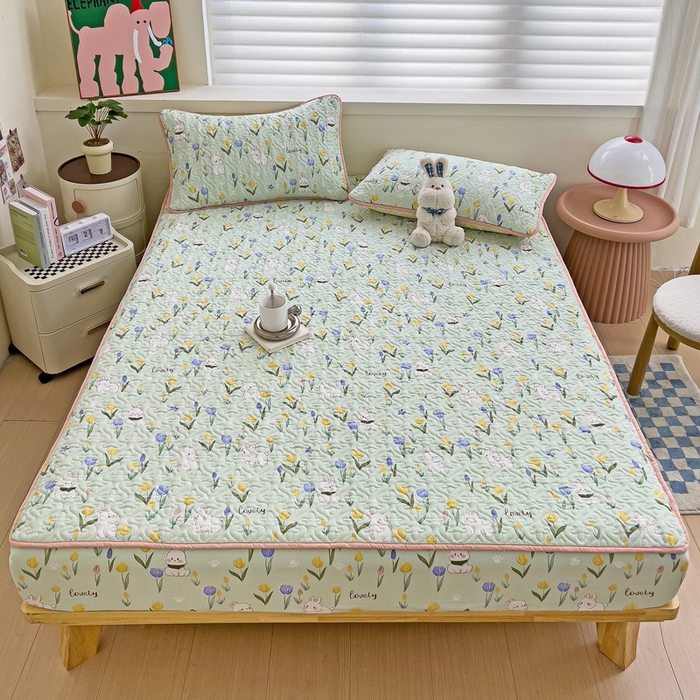 91家纺网 家纺一手货源 找家纺 纽缦家纺 水洗双层纱加厚加棉床笠-床垫保护套 夹心果冻