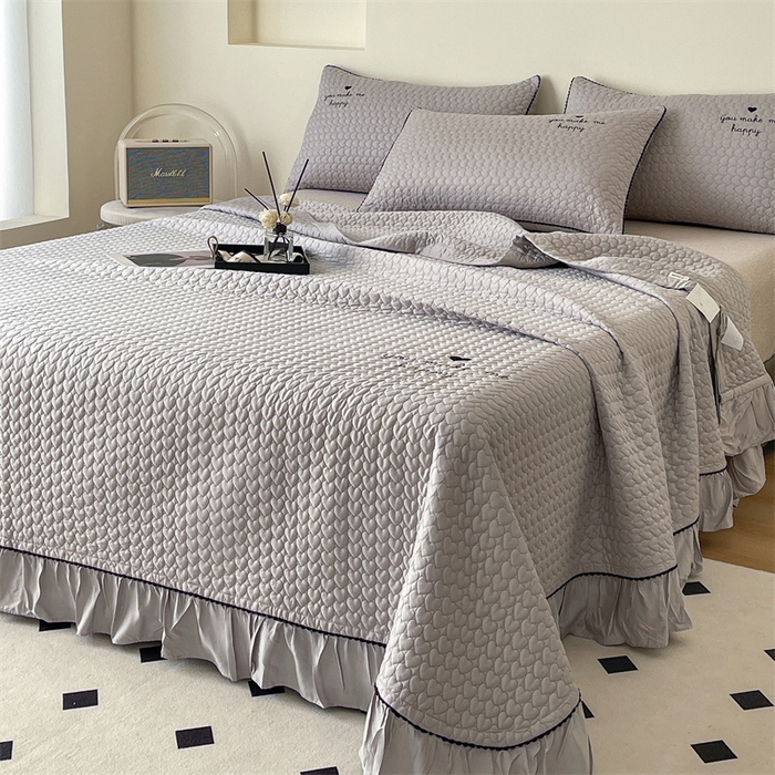 91家纺网 家纺一手货源 找家纺 OL家纺2024新款天丝夏被床盖三件套-爱恋 浅灰