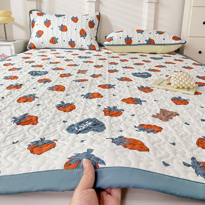 91家纺网 家纺一手货源 找家纺 纽缦家纺  水洗双层纱加厚加棉床垫 莓天开心