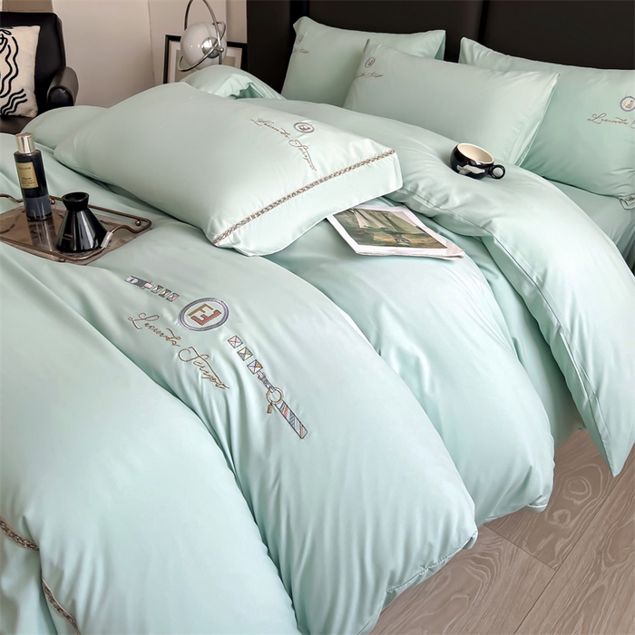 91家纺网 家纺一手货源 找家纺 金麦2024新款舒适A类冰冰棉四件套 香浅绿