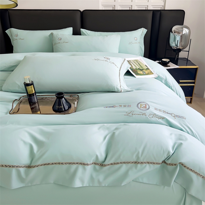 91家纺网 家纺一手货源 找家纺 金麦2024新款舒适A类冰冰棉四件套 香浅绿