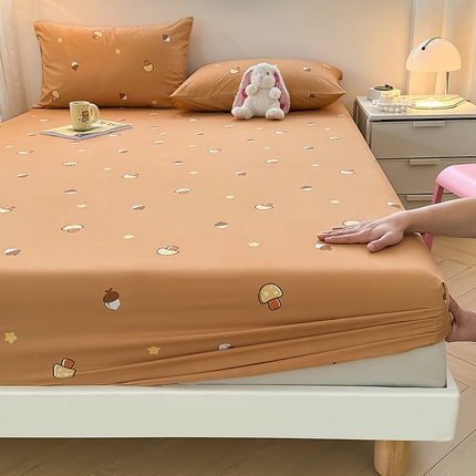 91家纺网 家纺一手货源 找家纺 曼陀罗 2025新款水洗棉单层床笠 小蘑菇