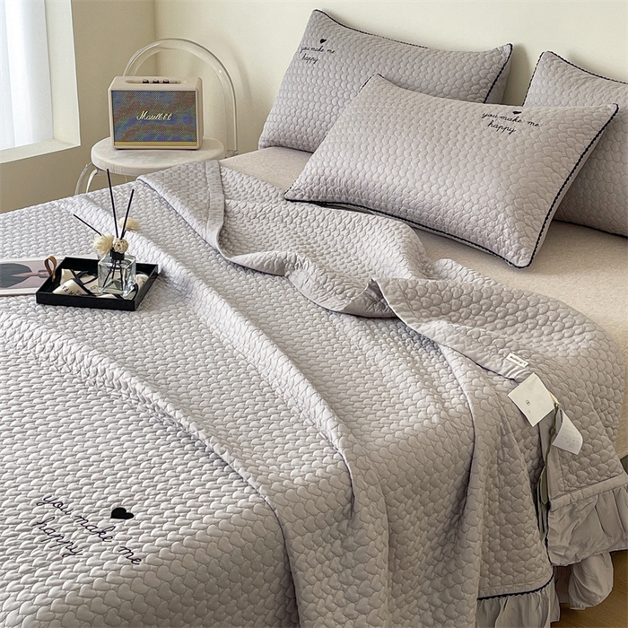 91家纺网 家纺一手货源 找家纺 OL家纺2024新款天丝夏被床盖三件套-爱恋 浅灰