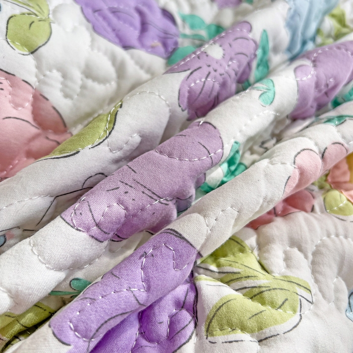 91家纺网 家纺一手货源 找家纺 纽缦家纺 水洗双层纱加厚加棉床笠-床垫保护套 素颜捧花