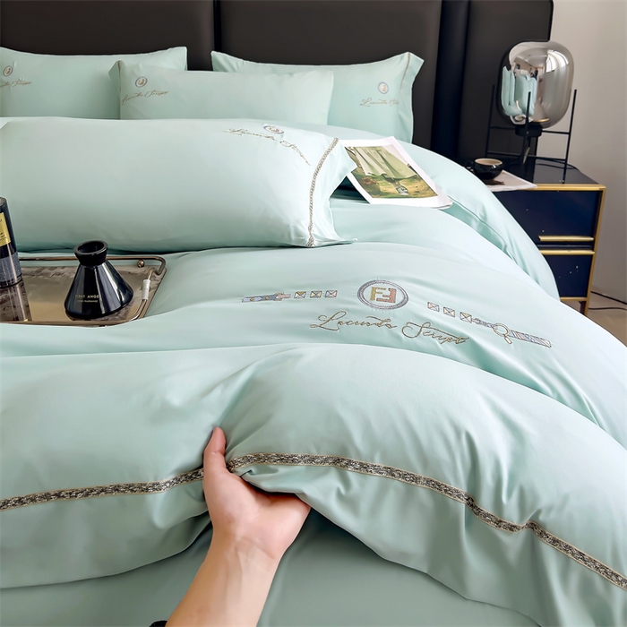 91家纺网 家纺一手货源 找家纺 金麦2024新款舒适A类冰冰棉四件套 香浅绿