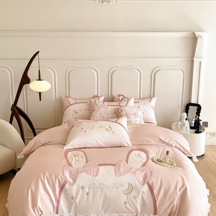 91家纺网 家纺一手货源 找家纺 （总）馨蕊家居 2024新款100支全棉四件套-彩虹兔