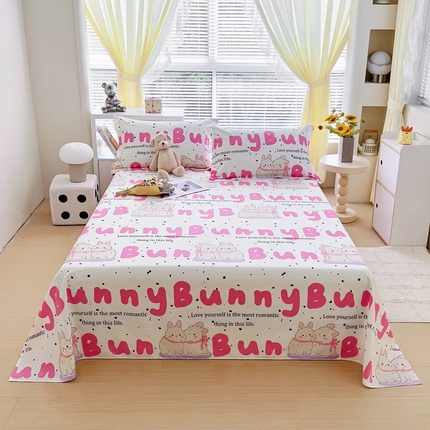 锦罗绣 2024新款13372全棉印花单品床单 情侣兔