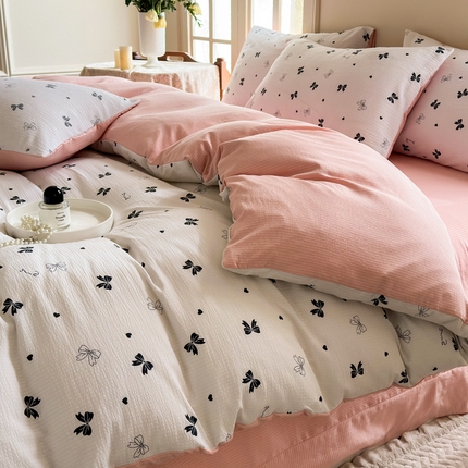 91家纺网 家纺一手货源 找家纺 （总）卢赛尔 2024新款提花有氧泡泡泡芙四件套