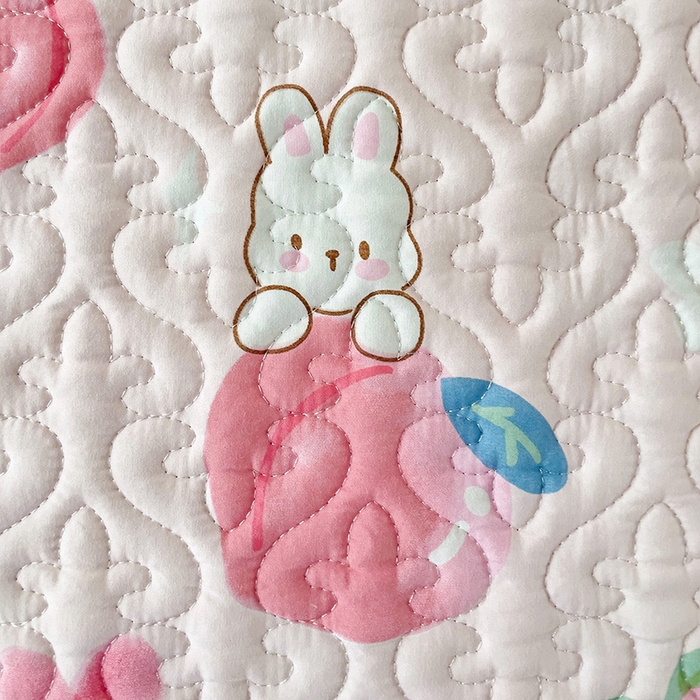 91家纺网 家纺一手货源 找家纺 纽缦家纺  水洗双层纱加厚加棉床垫 桃你喜欢