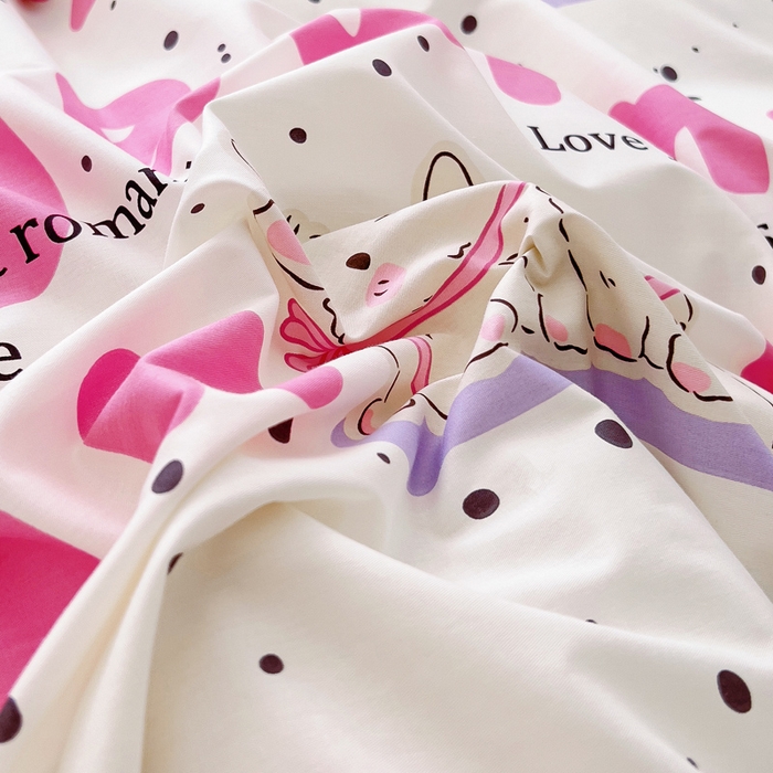 91家纺网 家纺一手货源 找家纺 锦罗绣 2024新款13372全棉印花单品床单 情侣兔