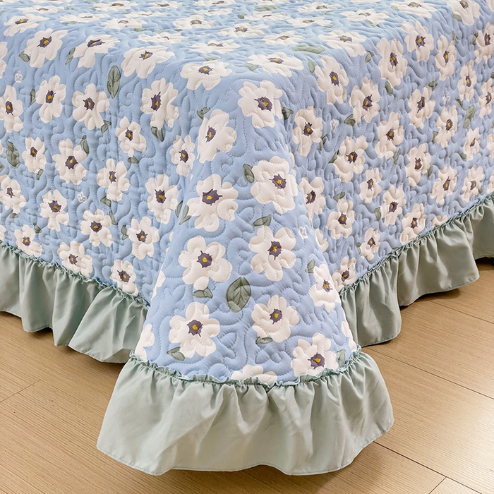 91家纺网 家纺一手货源 找家纺 纽缦家纺 2024水洗双层纱加厚加棉韩版床盖 旧岛望海