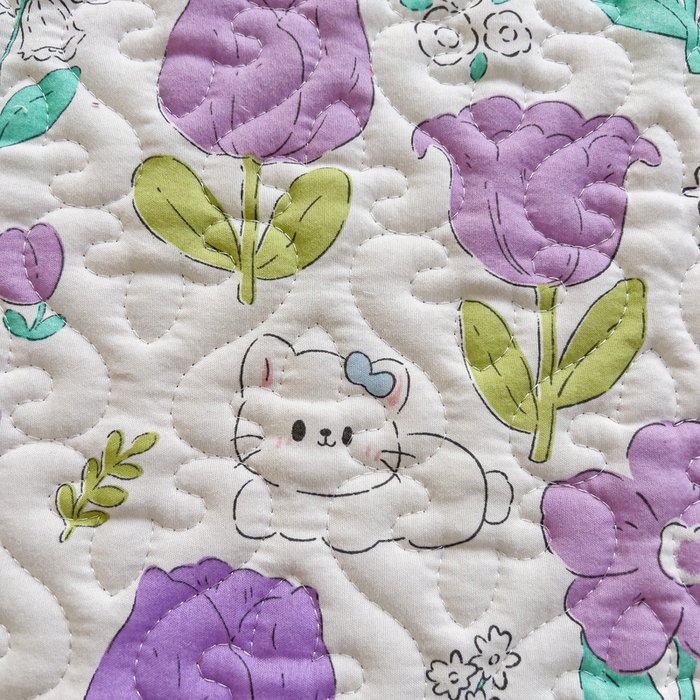 91家纺网 家纺一手货源 找家纺 纽缦家纺 水洗双层纱加厚加棉床笠-床垫保护套 素颜捧花