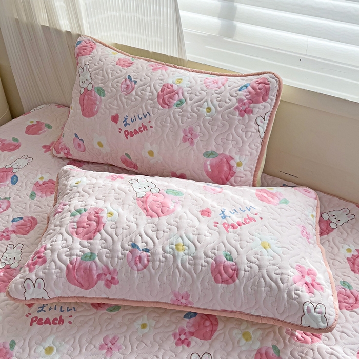 91家纺网 家纺一手货源 找家纺 纽缦家纺 水洗双层纱加厚加棉床笠-床垫保护套 桃你喜欢