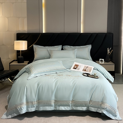 理想家家纺 2024新款纯棉13372全棉刺绣四件套 简爱-绿