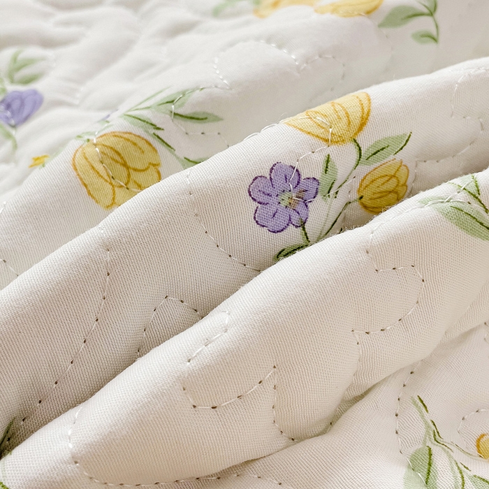 91家纺网 家纺一手货源 找家纺 纽缦家纺 2024水洗双层纱加厚加棉韩版床盖 小南瓜