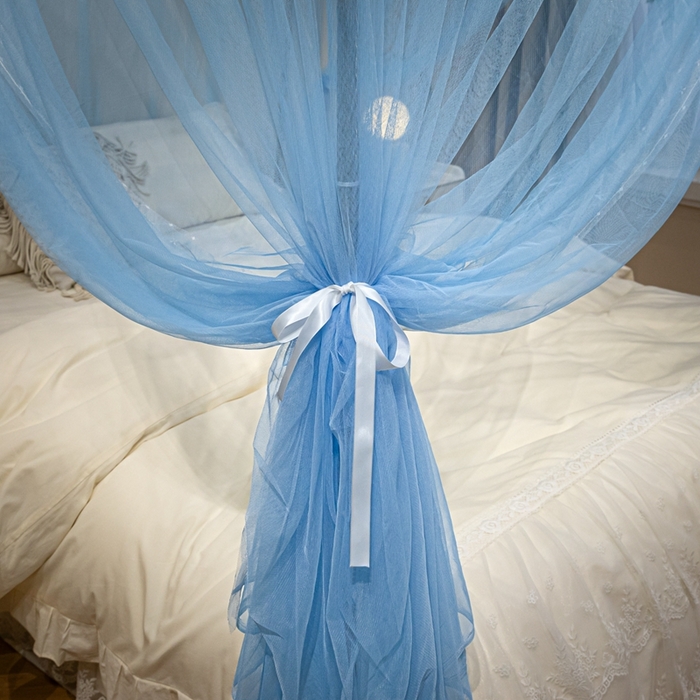 91家纺网 家纺一手货源 找家纺 初心2025新款宫廷蚊帐-凤羽 天蓝