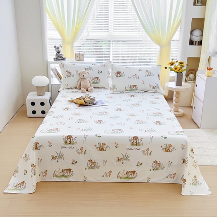 锦罗绣 2024新款13372全棉印花单品床单 小鹿