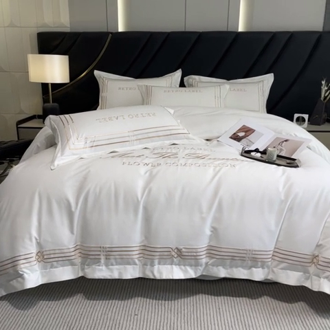 91家纺网 家纺一手货源 找家纺 理想家家纺 2024新款纯棉13372全棉刺绣四件套 简爱-白